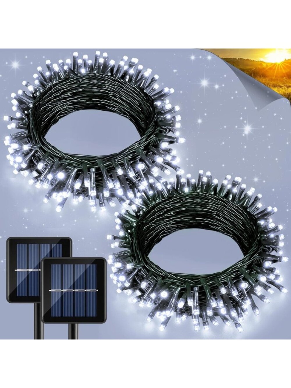 80FT Solar String Lights - 240 LED Waterproof Fairy Lights, 8 Modes for Outdoor